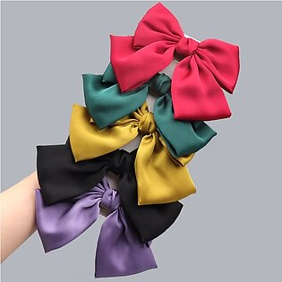 Solid Color Silk Surface Big Bow Hair Pin For Women Girls Spring Clip Duckbill Hairpin Birthday Party Jewelry Hair Decoration