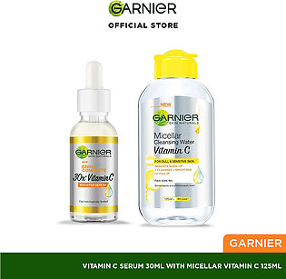 Garnier Vitamin C Serum 30ml & Micellar Vitamin C Makeup Cleansing Water 125ml