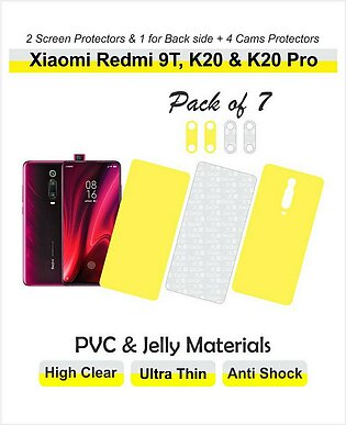 Xiaomi Redmi Mi 9T K20 & K20 Pro - Screen Protectors - Best Materials PVC and Jelly - Pack of 7 - 2 pcs for front 1 for back & 4 cams