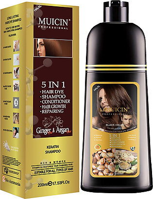 Muicin - 5 In 1 Black Hair Color Shampoo With Ginger & Argan Oil 100 Ml