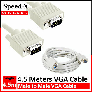 SpeedX VGA Cable 4.5 meters (14.7 Feet) Male to Male VGA for PC