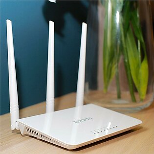 Tenda F3 Internet Wi-Fi Router with 3 External 5dbi high gain boost Antennas,With in 30 second Easy English Setup, Best for Offices and Homes