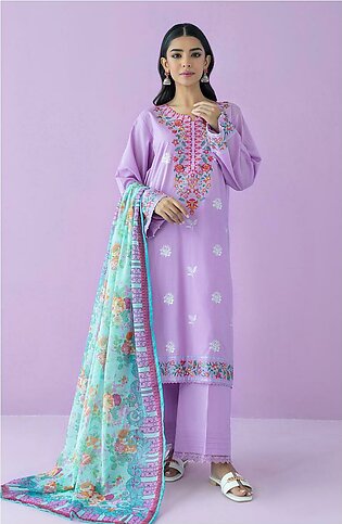 Orient Unstitched 3 Piece Suit For Girls And Women Embroidered Lawn Shirt , Cambric Pant And Lawn Dupatta - Summer Collection Vol 3 - Collection: Lawn Vol. Iv 2023