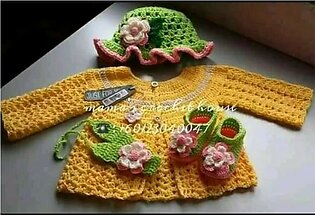 woolen baby girl dress / crochet handmade dress