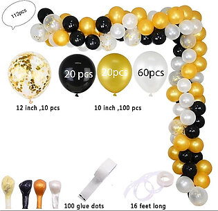 112 Pcs Black Golden and White Balloons Garland Arch Kit Casino Theme Party Night Balloon Wedding Birthday Party Decorations