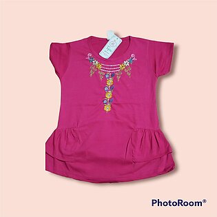 Baby Girl Embroidery Shirt In Pink Color Malai Stuff