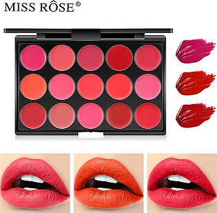 Miss Rose 15 Colors Matte  Long Lasting Waterproof Nourishing Lip Cream Palette 20g