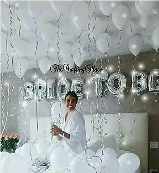 Silver BRIDE TO BE set with 30 WHITE balloons for BRIDAL SHOWER decoration or BRIDE TO BE decoration or bridal shower accessories