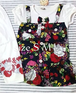 Baby Girl Embroided Cotton Frock With Trousers
