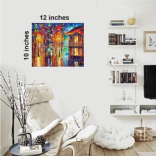 Frame Decor Wall Art Digitally Reproduced Photo Abstract Rain Painting - Wooden Picture 10x12 Size
