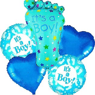 Welcome Baby Boy Or Baby Shower Its A Boy Decoration Foil Balloons With Baby Feet Balloon Pack Of 5