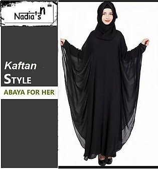Black International Quality Double Layer Chiffon Hijab Abaya Kaftan Style For Girls/ladies With Scarf