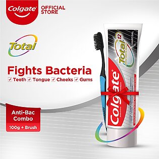 Anti-Bac Combo - Colgate Total Charcoal Toothpaste 100g + Slimsoft Charcoal Toothbrush
