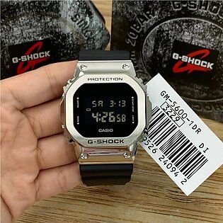 Casio G Shock Mens Black Rectangle Digital Silver Case Black Multi-function Dial Black Resin Band Watch-gm-5600-1dr