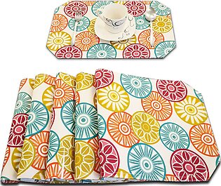 Relaxsit Set Of 6 Placemats, Cotton Fabric Washable Dining Table Mats, Double Side Cotton Fabric Printed Table Mat 30 X 45 Cm