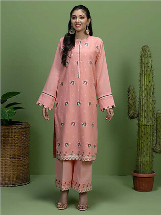 Salitex 2 Piece - Unstitched Dyed Embroidered Shirt And Trouser Women And Girls Design Code :uns23bc007ut