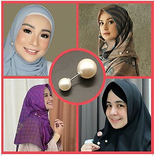 Pastel Hijaabi Brooch Clothes Badge Collar Pins Pearls Scarf Buckle Muslim Hijab Pins