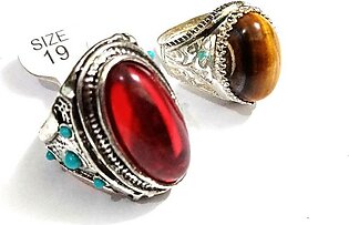 Ring for Men pack of 2 tiger+red stone ring