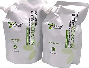 Bio-reach Nutri Hair Nutralizer & Straightening Cream With Keratin & Argan Oil 400ml Each.