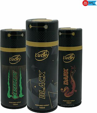 Body Spray For Women & Men 150ml Each Pack Of 3 |entergetic| Black | Dark Lucky Product Inspire By Axe Gift