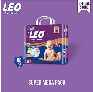Leo Super Mega Pack Baby Diaper - Size 4, Large - 80 Pcs