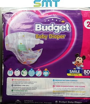 Budget Baby Diaper Size 2no Small 3-6kg (80 Pcs Pack)