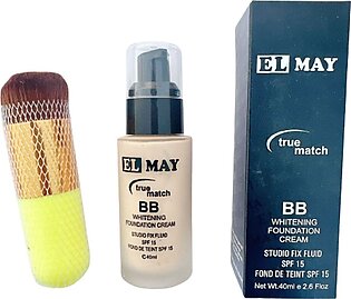 Deal Of 2- Elmay Matte Pump Foundation + Chubby Pier Foundation Brush Makeup Blush, Base Brush