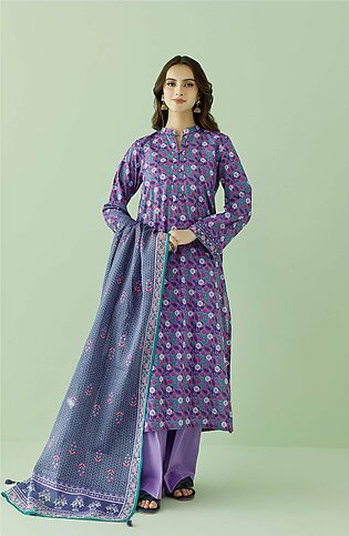 Orient Unstitched 3 Piece Printed Lawn Shirt, Cambric Pant And Lawn Dupatta For Women And Girls - H43 - Collection: Myza - Colour: Purple - Design Code: Otl-23-354/u Lilac - Collection: Lawn Vol. V 2023