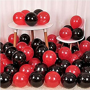 Red & Black 100 Latex Balloons Pack For Birthday , Anniversary & Party Decoration