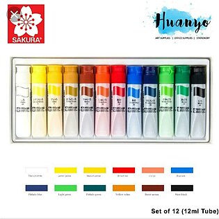 Sakura Mat Water Color Paints 5ml each 12 Colors Tubes