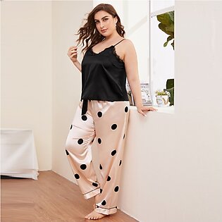 Women Pajamas V Neck Nightwear Sleeveless Vest Lingerie Set Silk Satin Sleepwear