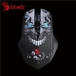 Bloody R80 Wireless Gaming Mouse - Rechargeable - 4000 Cpi- Extreme Core 4- 0.2 Ms Response - Ambidextrous Fit - Skull