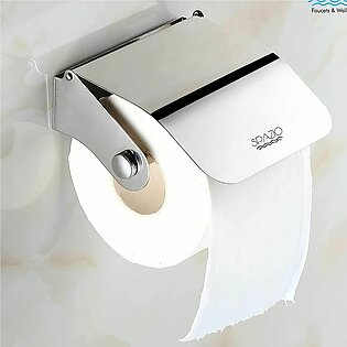 Tissue Paper Holder Stainless Steel With Cover Tissue Roll Dispenser Toilet Roll Paper Holder Tissue Roll Dispenser For Toilet Bathroom Washroom Bathroom Accessories Wall Mounted