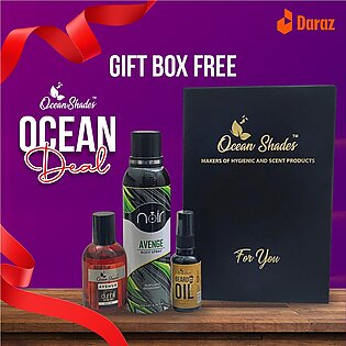 Ocean Shades Deal No . 3 :  Gift Set For Men | Beard oil + Avenge body spray + Dunhill perfume With Gift Box