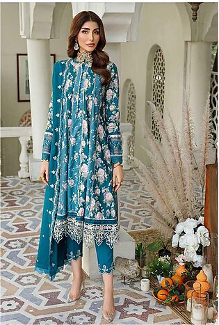 Noor By Saadia Asad - Noor Embroidered Prints Linen Unstitched 3 Piece Suit For Wmen Woolen Shawl 2022 - Nepws-22-d5a