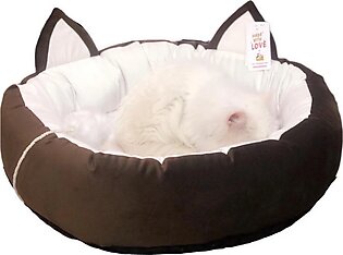 Cat Ears Pet Bed With Tail Brown