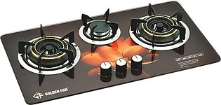 Golden Fuji - 3 Burner Built-in Glass Hob - Tempered Glass - Auto Ignition - Gas Type Ng/lpg