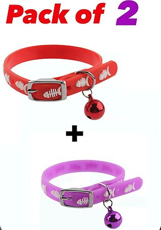 2 /pcs Rubber Cat Collar ( Red And Purple )