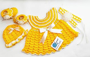 Crochet Frock/baby Girl Woolen Dress/handmade Dress For Newborn To 6 Months Baby