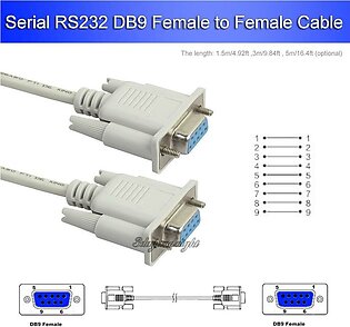 Serial Male To Serial Female Cable 2m 6.5ft Db9 Serial Rs232 Male To Female 2-3 Cross Line