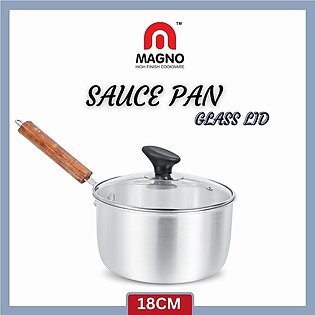 Magno Sauce Pan 18cm Glass Lid Wooden Handle