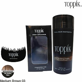 Toppik Hair Fiber 27.5g Medium Brown + Spray Applicator + Hairline Optimizer Comb