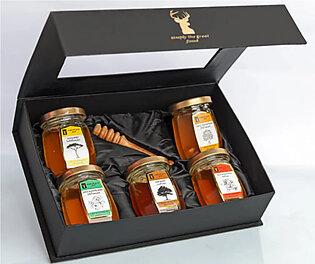Honey Gift Set: 5 Jars 100% Pure and Natural Honey (Acacia, Orange Blossom, Sidr Beri, Wild Flower and Eucalyptus Honey) of Honey 125g each (Simply The Great Food)