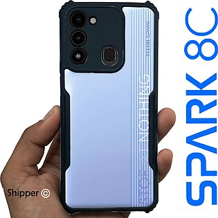 For Tecno Spark 8C IPAKY Case Transparent Clear protector Soft Frame Hard Armor Back Cover