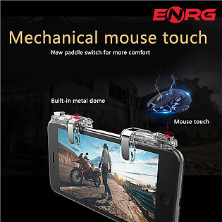 ENRG Metal Mobile Gaming Trigger Shooting Fire Button Controller L1R1 PUBG - Transparent