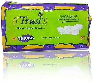 Trust Finest Sanitary Napkins Wings Long Sticks-ons 10 Thicks