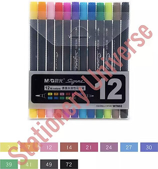Signme Pack of 12 dual tip Water colour brush marker