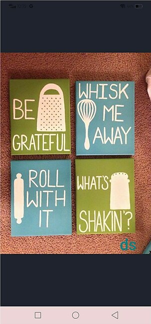 Set Of 4 Canvas Painting For Kitchen Decor Size 6x6 Inches Each