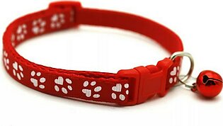 Cat Collar Paw Print Adjustable Pet Cat Dog Neck Collar With Bell