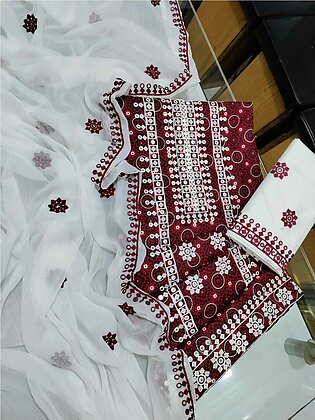 Sindhi Ajrak Embroidered Lawn 3 Piece Dress